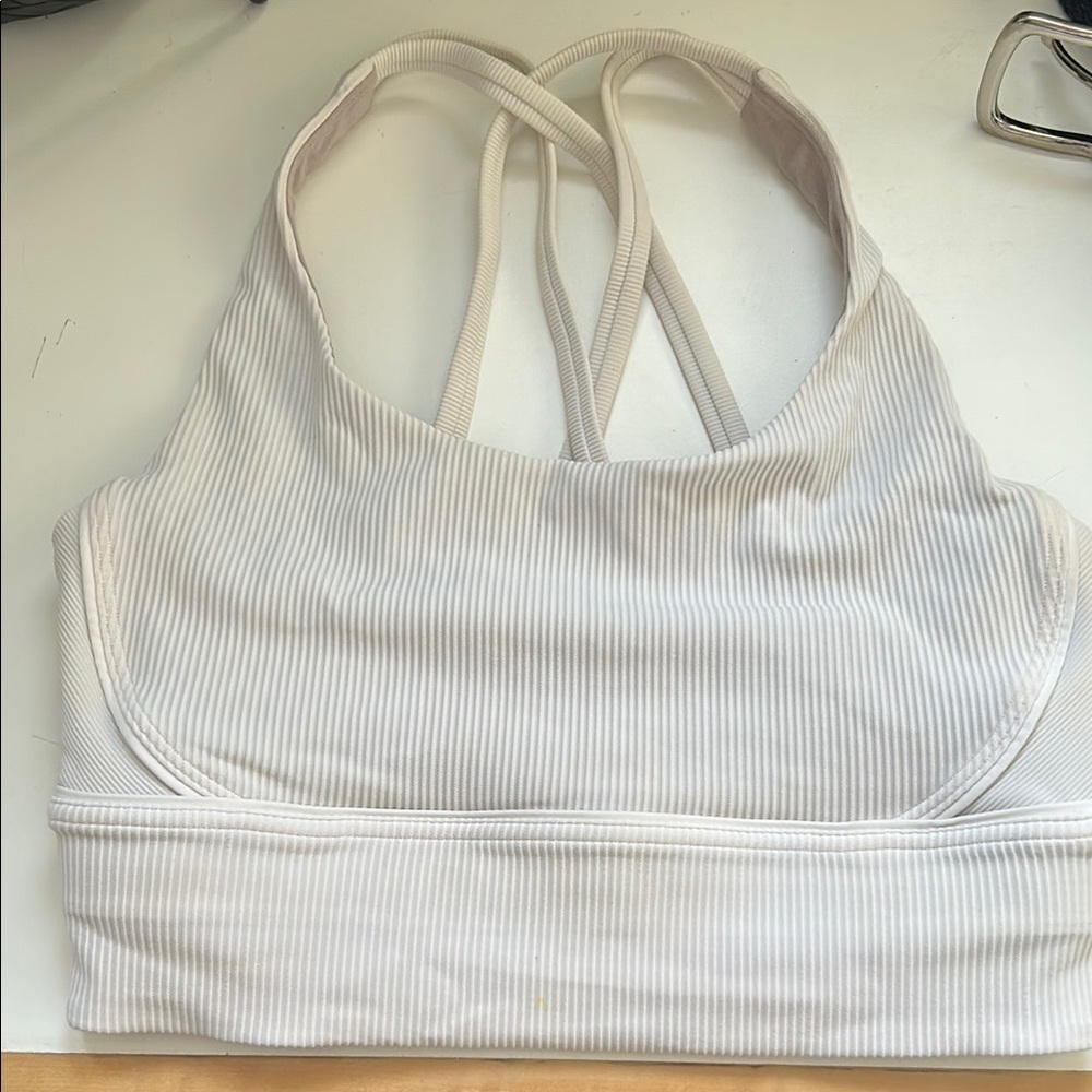 Lululemon White Seamless Sports Bra with Racerback **SIZE 8**